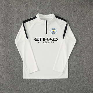 Áo tập bóng đá Real Madrid và Barcelona, nửa zipper, dài tay đen/trắng, thoáng khí và nhanh khô