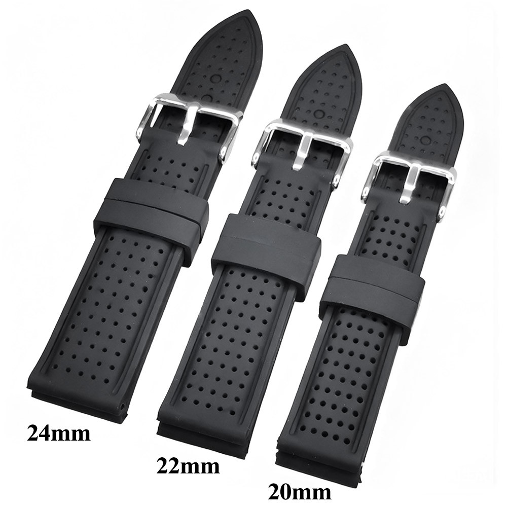 Phát hành nhanh Dây đeo đồng hồ cao su silicon thể thao 20 / 22 / 24mm dành cho thợ lặn lặn dành cho nam nữ Dây đeo đồng hồ Unisex Khâu thủ công