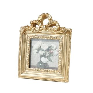 Khung ảnh AWNGD, Thiết kế nơ Giá đỡ ảnh bằng nhựa, Trang trí máy tính để bàn sáng tạo Giá đỡ trưng bày ảnh vàng Trang trí nội thất