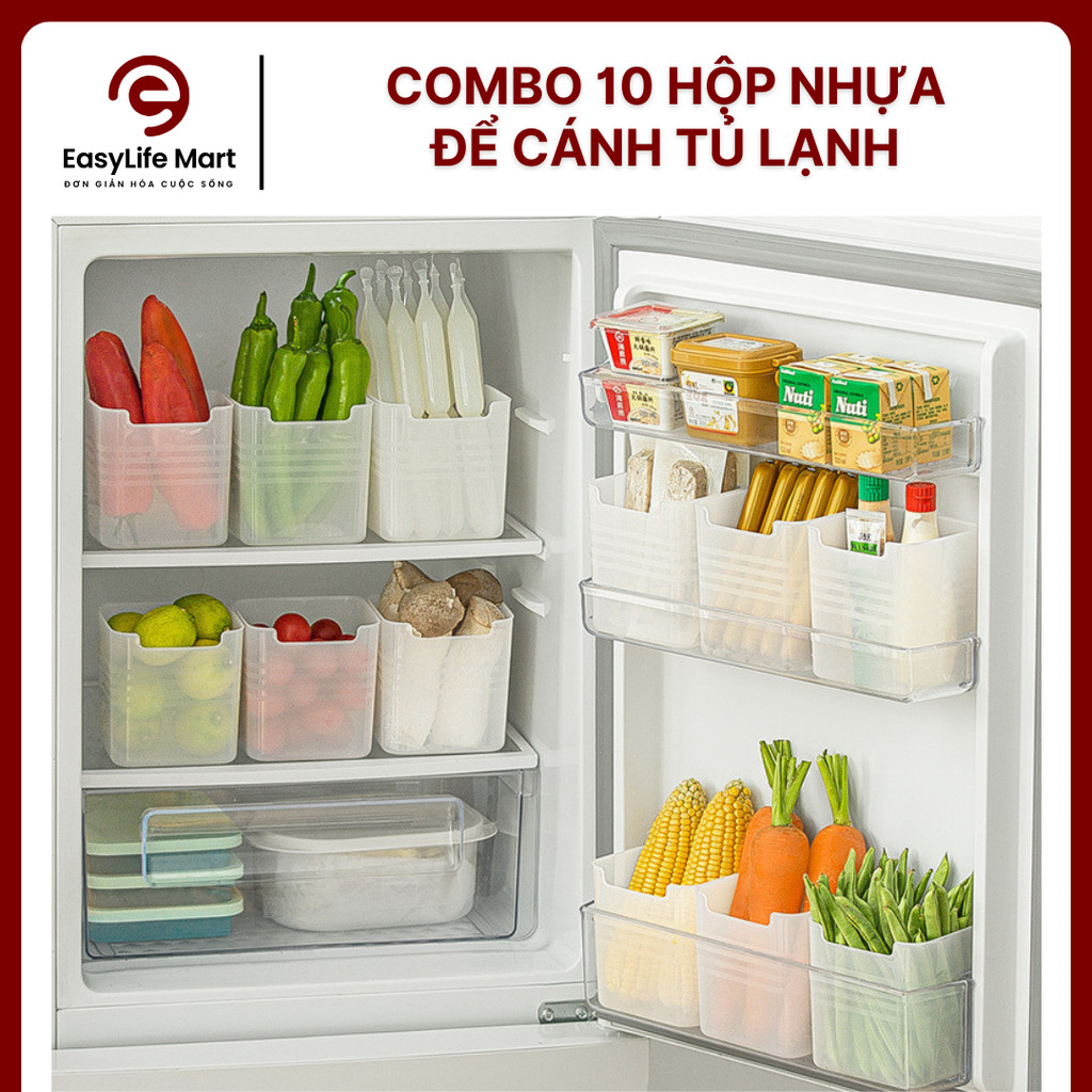Hộp Nhựa Đựng Thực Phẩm Gắn Cánh Tủ Lạnh Đa Năng - Hộp Bảo Quản Thực Phẩm Tiết Kiệm Không Gian, Giữ Tươi Sạch