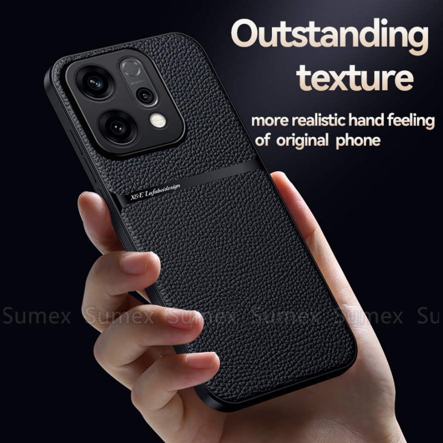 Vỏ bọc giá đỡ ô tô từ tính bằng da sang trọng cho OPPO Reno14 F Reno 14 Pro 14F 5G Vỏ điện thoại TPU mềm chống sốc Vỏ lưng chống rơi OPO Reno14F CPH2737 CPH2739 CPH2743 2025