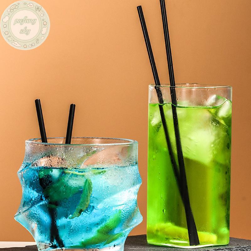 PUSKY 500 Chiếc Ống Hút Cocktail Dùng Một Lần 21 / 13cm Đen Dài Ngắn Tiệc Cưới Supplie VN