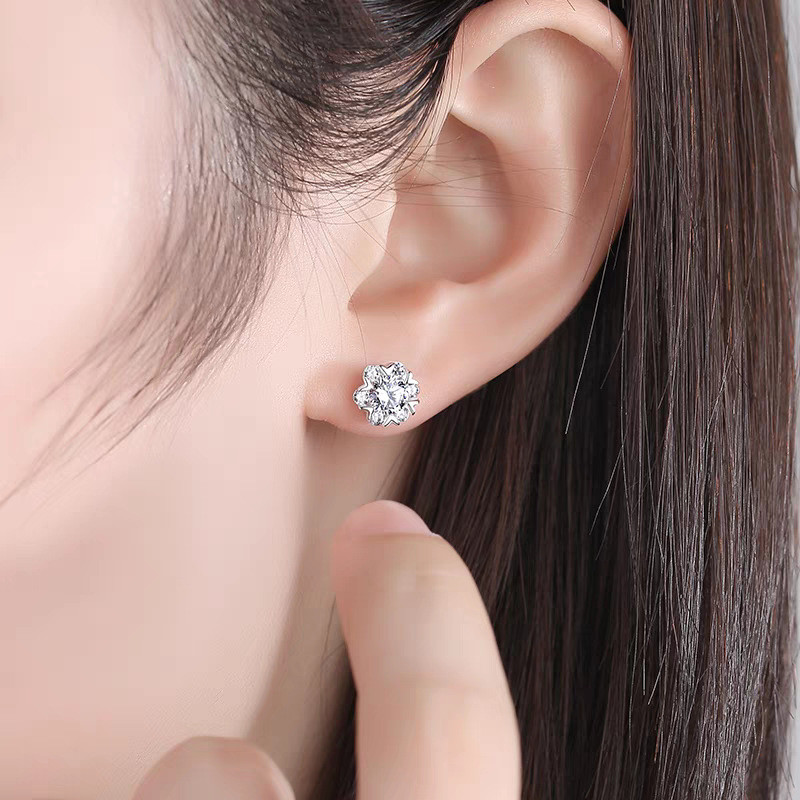 Bông tai bông tuyết giả bạc S925 thời trang nữ