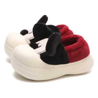 XIXITIAO Dép bông nữ mùa đông dễ thương đế dày, phiên bản hợp tác chính hãng Mickey giữ ấm