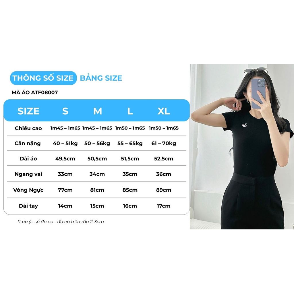 Áo Thun Nữ Cổ Tròn GUMAC Form Slim Ôm Nhẹ Thêu Hình Thiên Nga Cách Điệu ATF08007