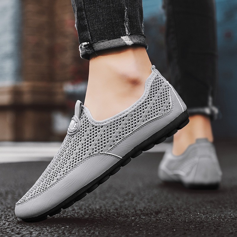 Giày Nam Mùa Hè Rỗng Lưới Thoáng Khí Mỏng Phong Cách Lái Xe Dạo Phố Giày Lưới Nam Slip-On Thể Thao Thường Ngày Đậu Hà Lan Giày Hợp Thời Trang JU8P