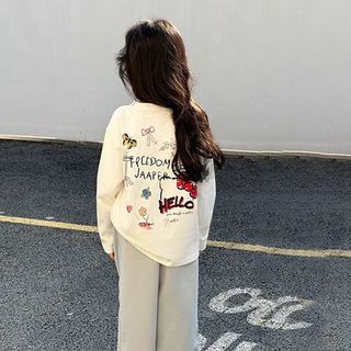 Áo thun dài tay bé gái phong cách Hàn – Form rộng dễ thương, họa tiết nổi bật