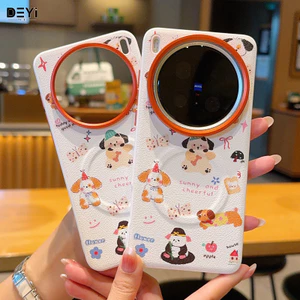 Ốp điện thoại bằng da chó con dễ thương mới cho Vivo x200pro / x200s x300pro Vỏ bảo vệ từ tính