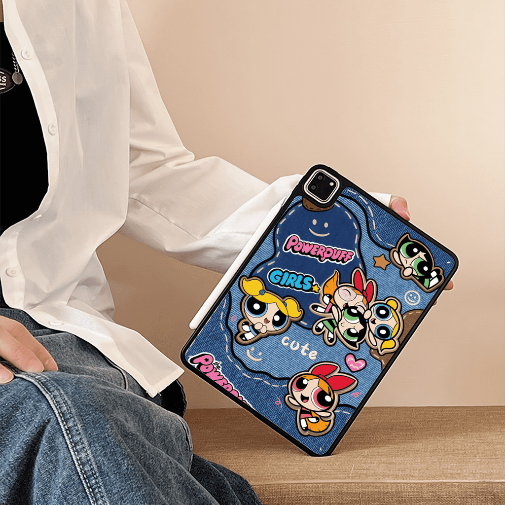 Vỏ nhựa Acrylic cứng Power Puff Cover cho Mini6 Mini7 A17Pro IPad 5 6 7 8 9 10 11 A16 Air 2 3 4 5 6 Air 11 M2 M3 Pro10.5 Pro11 2018 2020 2021 2022 M4 M5 Pro13 2024 2025