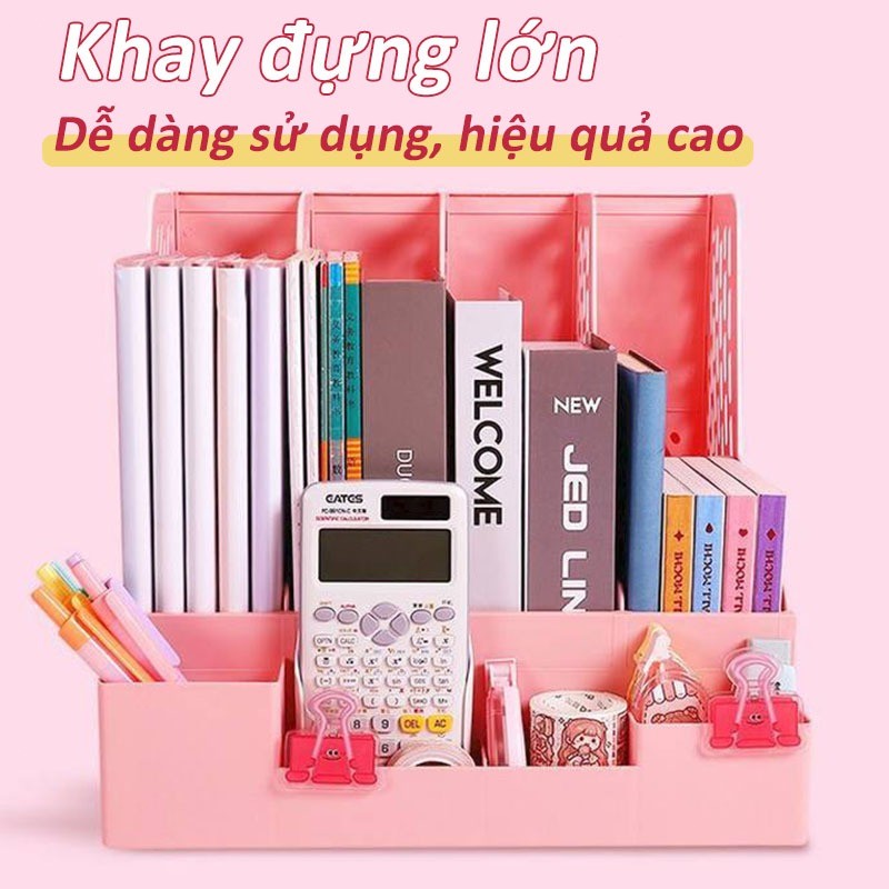 kệ đựng tài liệu 4 Ngăn – Giá Đựng Tài Liệu & Sách Vở, Decor Bàn Làm Việc Ngăn Nắp, Sắp Xếp Giấy Tờ Gọn Gàng