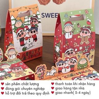 Túi Quà Noel Có Quai Xách Đựng Gift Giáng Sinh Cute Họa Tiết Shin Dễ Thương Timo GQ67