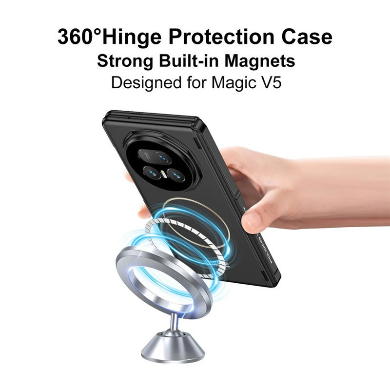 Vỏ bản lề từ tính Funda cho chân đế Honor Magic V5 Vỏ kính cường lực toàn thân