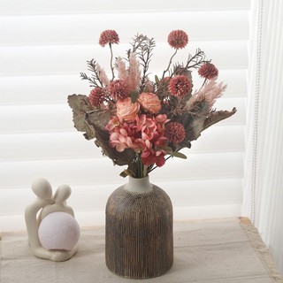 Hoa Giả Trang Trí Bó Hồng Cẩm Tú Cầu Cỏ Lau Vintage Decor Nhà Cửa Phòng Khách Chụp Ảnh Cao Cấp Phụ Kiện Quà Tặng Đám Cưới Sang Trọng Lụa Nhân Tạo Đẹp Hiện Đại Retro Bắc Âu Cắm Bình Để Bàn Nghệ Thuật 40cm Mùa Thu Thẩm Mỹ