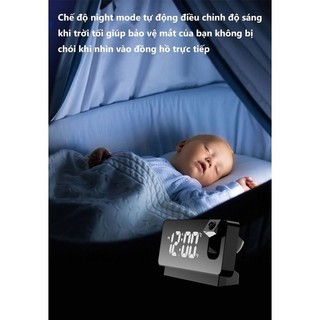 Đồng Hồ Điện Tử Để Bàn Có Đèn Led Chiếu Thời Gian Lên Tường, Làm Đèn Trang Trí Phòng Ngủ Tiện Lợi
