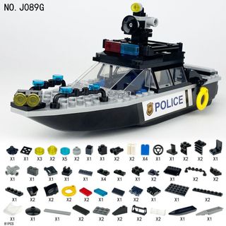 Tương thích với Lego Tianwei Marine Patrol Thuyền Du thuyền Vận chuyển Cảnh sát Minifigures Khối xây dựng lắp ráp Đồ chơi Boy 8.3 695I