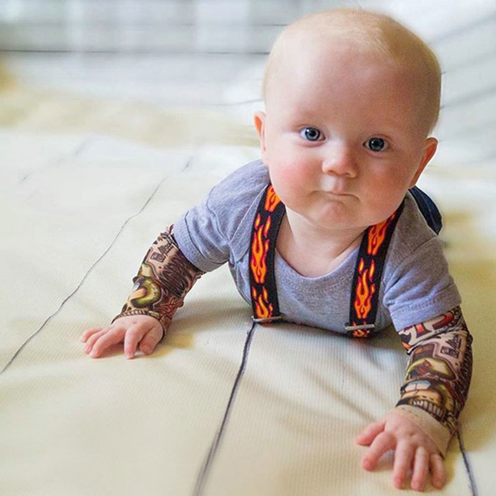 Bộ áo liền quần in hình xăm cho bé trai bé gái mùa thu in hình xăm độc đáo làm cho bé nổi bật. Đi chơi thường ngày