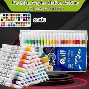 Hộp 60 Bút Màu Acrylic Marker Cao Cấp Màu Vẽ Sơn Chống Nước Bộ Cọ Vẽ Trên Mọi Chất Liệu Bề Mặt