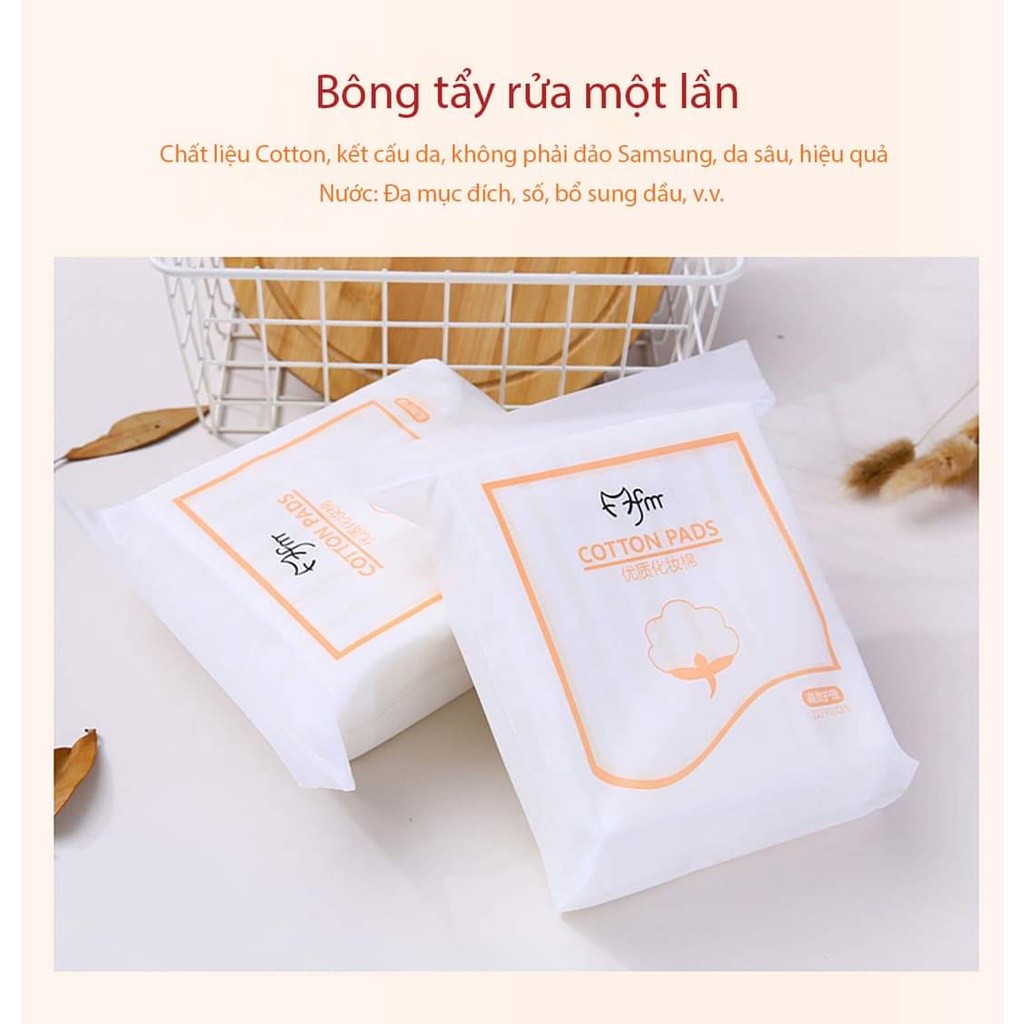 [Combo 3 Gói] Bông Tẩy Trang 222 Miếng 3 Lớp Cotton Cao Cấp, Mềm Mịn Giá Rẻ
