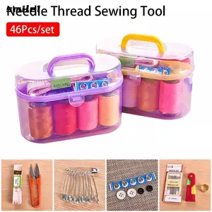 SMILE 46 Cái / bộ Bộ Hộp Đan, Phụ Kiện Thêu DIY Với Dụng Cụ May Chỉ Kim, Dụng Cụ Đo Băng Gia Đình Di Động Bền Đẹp Dụng Cụ May Vá