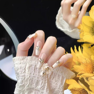 Máy Đeo Móng Tay Nơ Kim Cương Nhấp Nháy Làm Móng Tay Phong Cách Trung Bình Tính Khí Miếng Móng Tay Giả Cưới Sinh Viên Móng Tay Phong Cách Phù Hợp Với 2025.11.
