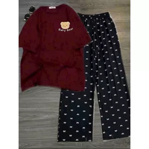 sét Bộ quần hoạ tiết nơ + kết hợp áo phông tay lỡ unisex -CHỮ BABY BEARS -quanao94