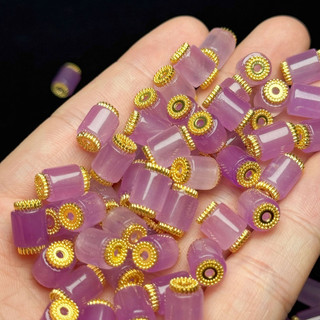 ((5 cái) Hạt nhựa trong suốt màu tím kẻ sọc, 8x12mm cho DIY vòng tay)
