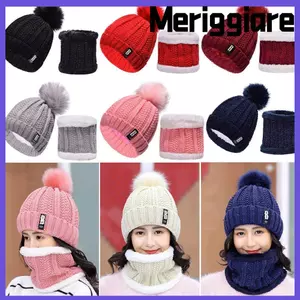 MERIGGIARE Mũ trượt tuyết bảo vệ lạnh Bộ giữ ấm cổ Beanies Mũ