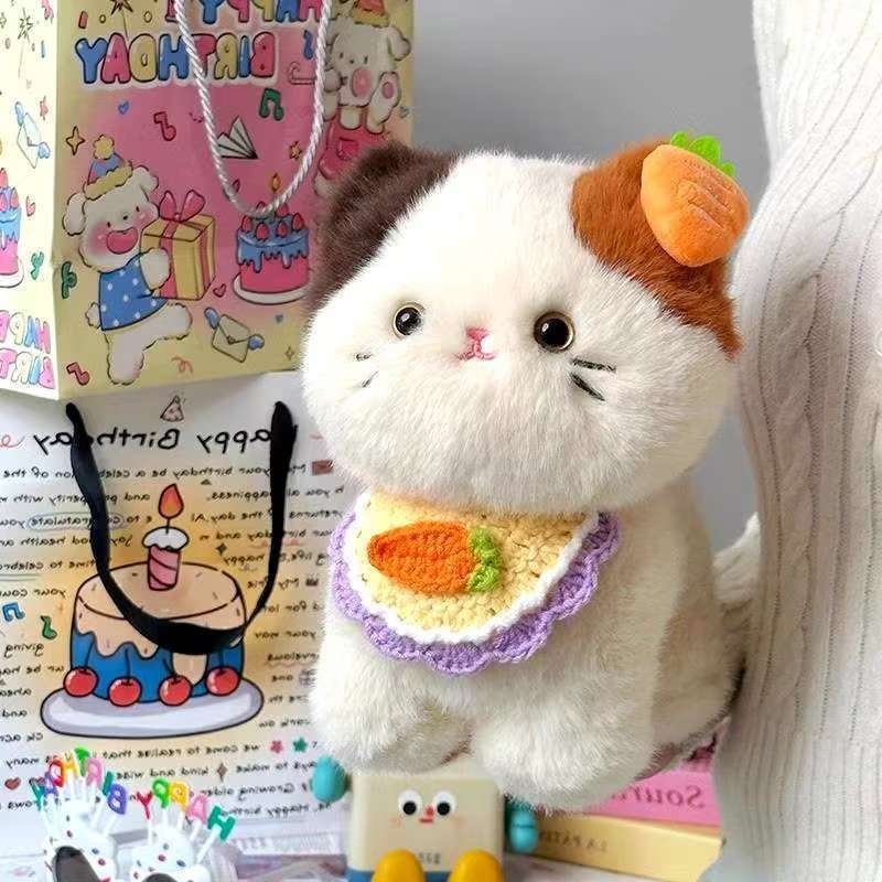 20cm Tricolor Mèo Sang Trọng Đồ Chơi Dễ Thương Sang Trọng Sanhua Mèo Búp Bê Ngủ Bạn Gái Sinh Nhật Bàn Quà Tặng Với Mèo Con Đồ Chơi Búp Bê
