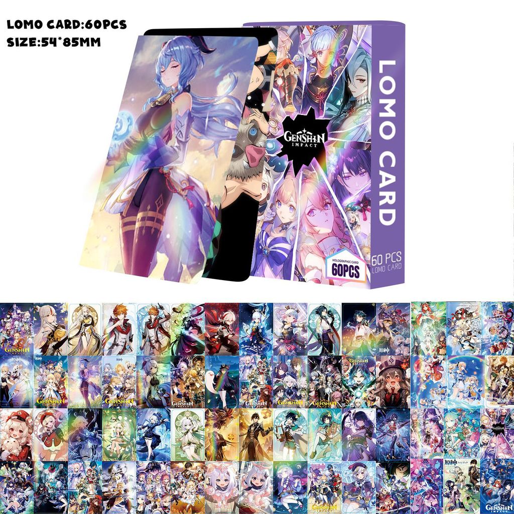 60 chiếc Manga Manhwa Animation Haikyuu!! Laser Hologram Lomo Cards Genshin Demon Slayer Photocards Kamado Tanjirou Nezuko Agatsuma Zenitsu Bưu thiếp ba chiều YM