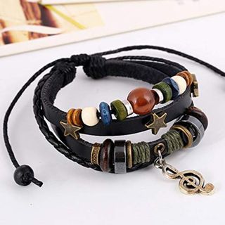 Vòng tay đính cườm NCE, Phụ kiện cốt lõi cổ tích nhiều lớp, Thiết kế thẩm mỹ thủ công có thể điều chỉnh thời trang Vòng tay nam trang sức