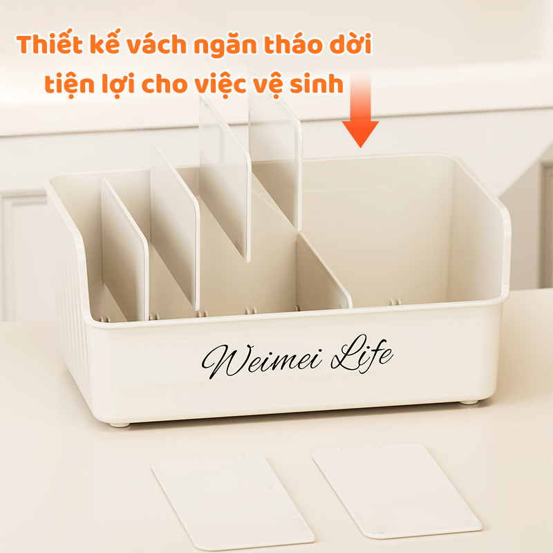 Khay Nhựa Đựng Gia Vị Nhà Bếp – Thiết Kế Chia Ngăn Thông Minh, Gọn Gàng DINO , Dễ Quan Sát Và Chống Tràn Đổ