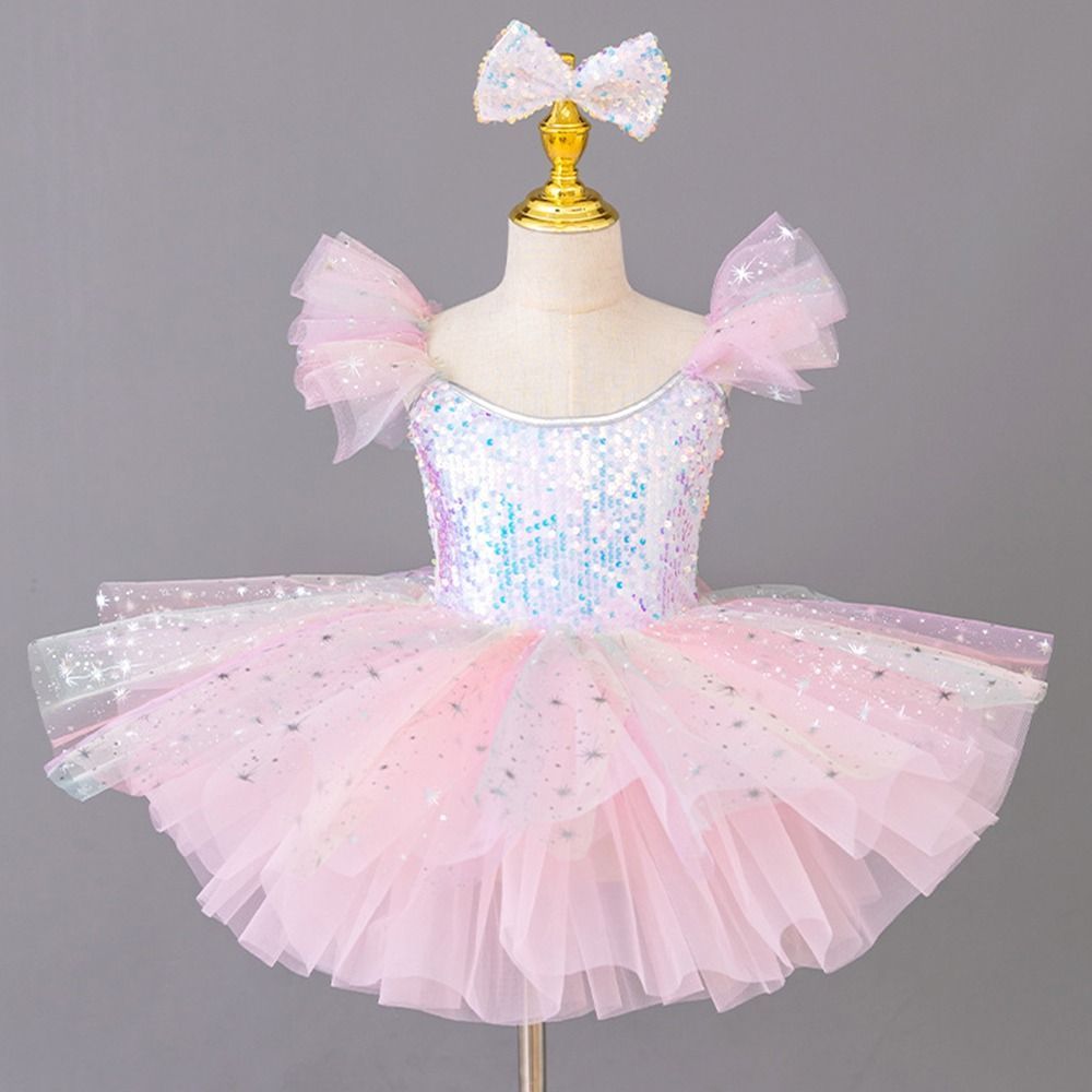 Đầm múa ba lê trẻ em FEDAOG, Đầm dự tiệc Sequin Ballet Tutu, Quần áo biểu diễn hiện đại phồng thời trang trẻ em