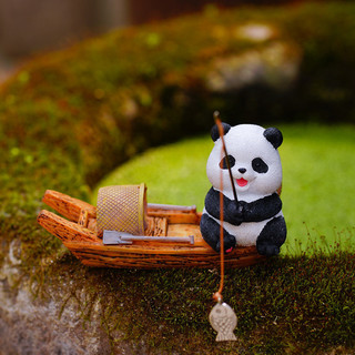 Bức tượng câu cá gấu trúc, trang trí bể cá, cảnh quan, rockery nhân tạo, tính năng nước, sắp xếp ao cá.