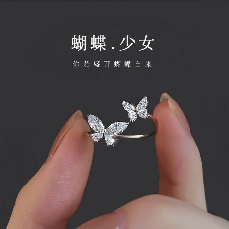 Nhẫn bướm ngọt ngào thanh lịch bạc s925