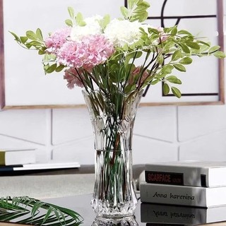 Bình bông lọ hoa thủy tinh cao 20CM TRẮNG TRONG họa tiết ngẫu nhiên