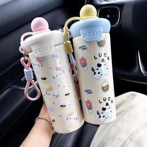 Bình nước giữ nhiệt XCUP 500ml có nắp chống tràn, thiết kế quai xách tiện lợi khi mang đi học, đi làm