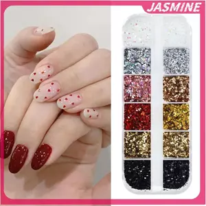 JASMINE 1mm Ngôi Sao Lấp Lánh Móng Tay Lấp Lánh Tình Yêu Lấp Lánh Trang Trí Móng Tay Salon Thiết Kế Phụ Kiện Dễ Thương DIY Nail Art Design JASMINE