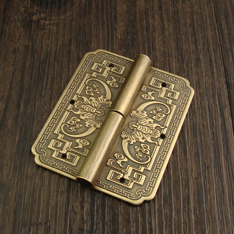 Mới Trung Quốc Cổ Bản Lề Cổ Điển Nội Thất Phụ Kiện Tủ Quần Áo Tủ Sách Loại Bỏ Cửa Đồng Nguyên Chất Bản Lề Bát Lá Rời Bản Lề