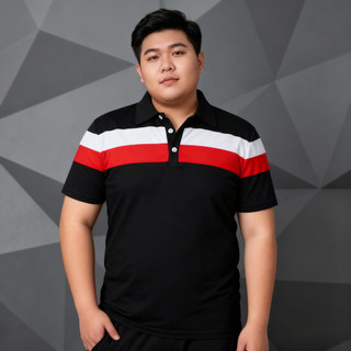 Áo Polo Nam Plus Size Short Sleeve Striped cổ tròn