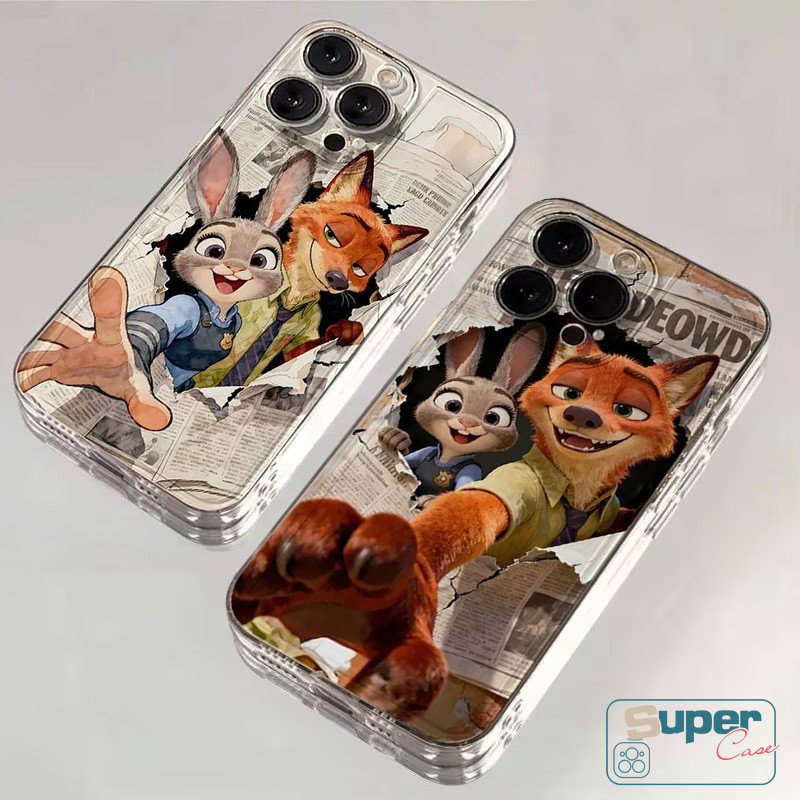 Ốp Lưng Tương Thích Cho IPhone 17 11 13 15 16 12 14 Pro Max XR 17 12 14 15 16 13 Pro 7Plus 17 15 7 14 8 16 Plus Air X XS Max SE Hoạt Hình Sáng Tạo Zootopia Fox Bunny Cặp Đôi Bao da