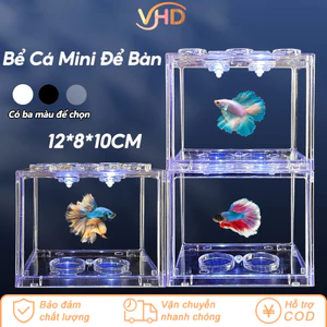 Bể Cá Mini Để Bàn Lắp Ghép Từ Khối Nhựa - Chất Liệu AS Trong Suốt, Thiết Kế Chống Rơi & Bền Bỉ, Phù Hợp Nuôi Cá Betta