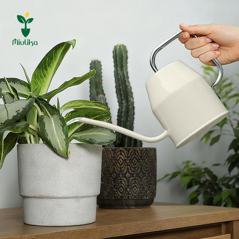 Bình tưới nước Miulika 1L, có vòi dài Phụ kiện màu trắng đa năng Chậu tưới vườn cho rau củ Hoa Rửa xe Sân vườn ngoài trời