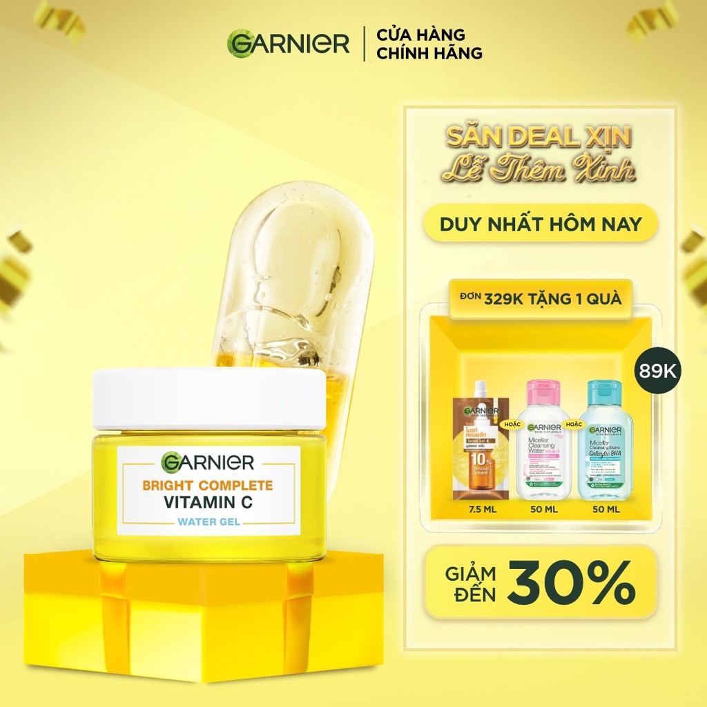 Kem dưỡng ẩm Garnier Water Gel mỏng nhẹ cấp ẩm tới 48H & hỗ trợ sáng da 50ml