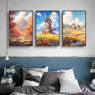 Tranh canvas phong cảnh Anime phong cách Miyazaki - Nghệ thuật treo tường thẩm mỹ cho phòng khách, Tranh tường vải chữa bệnh cho phòng trẻ em & đầu giường phòng ngủ