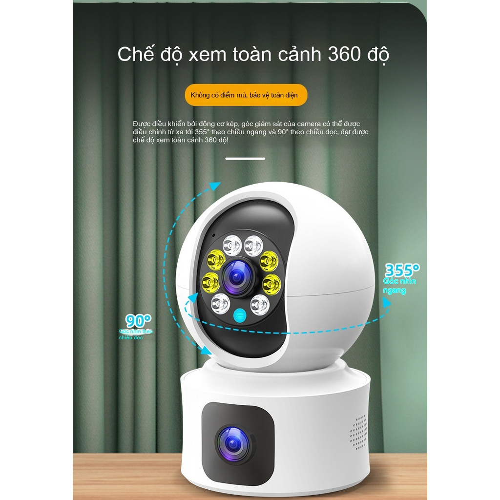 Camera thông minh Giám sát màn hình kép Hộ gia đình 2 triệu HD Tầm nhìn ban đêm trong nhà Camera giám sát 360 không dây