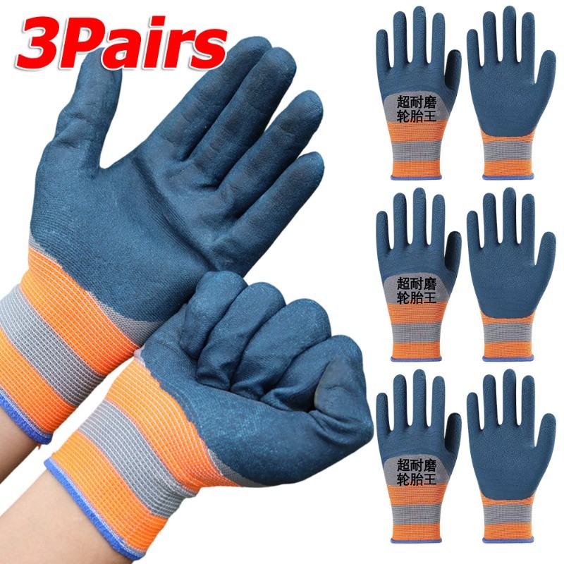 1 / 2 / 3 Đôi Găng Tay Làm Việc Chống Trơn Trượt Chống Mài Mòn / Găng Tay Cao Su Lốp Bảo Vệ Lao Động