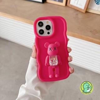 Ốp Điện Thoại Gấu KAWS Cho Infinix Hot 60 60i 50 50i 40 40i Pro Plus 30 30i 20i Play 5G 4G Vỏ Mềm Hoạt Hình Dễ Thương Màu Kẹo 3D Sóng Có Chân Đế