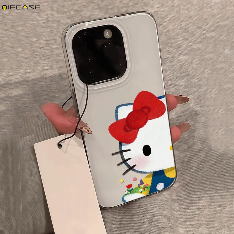 Dành Cho Xiaomi 17 Pro Max 15T 15 14T 14 13T 13 12 12X 12S Mi 11 11X 11i Pro Ultra Lite 5G 4G Vỏ Điện Thoại Dễ Thương Sơn Hello Kitty Mèo Nơ Hoa Hoạt Hình Vỏ Trắng Đơn Giản
