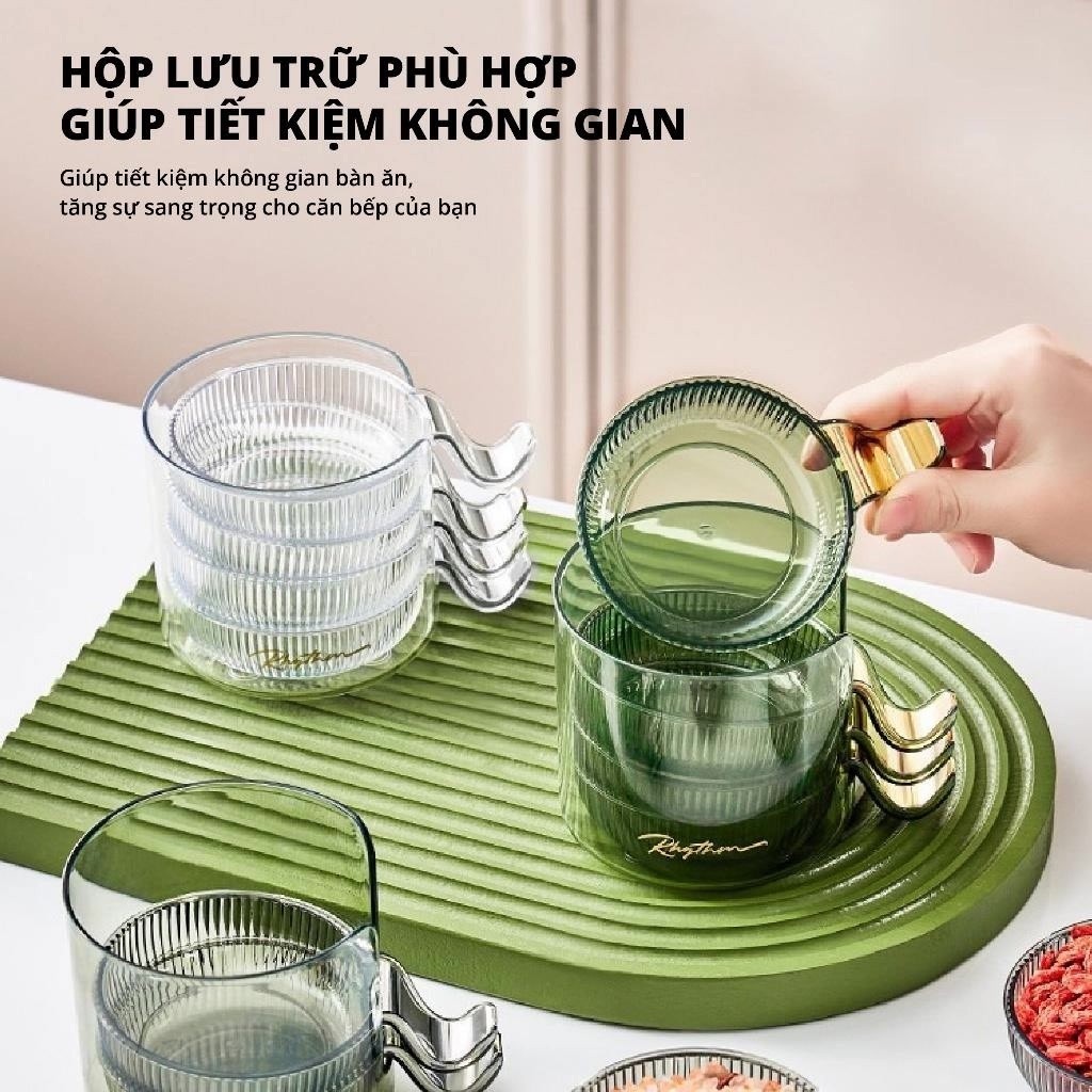 Bộ 4 Chén Dĩa Đựng Nước Chấm Có Khay Đựng Có Tay Cầm Tiện Dụng