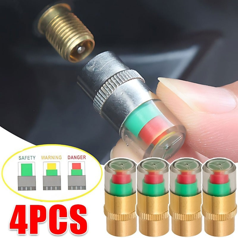 2 / 4 Chiếc Xe Máy Ô Tô Giám Sát Áp Suất Lốp Đồng Hồ Đo Nắp / Tự Động Cảm Biến Lốp Chỉ Báo Công Cụ Chẩn Đoán